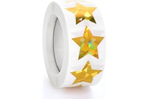 IMEEPA 500 PCS Holographic Gold Star Stickers, 1 inch Self Adhesive Metallic Glitter Foil Stickers Sparkly Star Sticker Reward Behavior Chart Labels for Kids Students Teachers Supplies