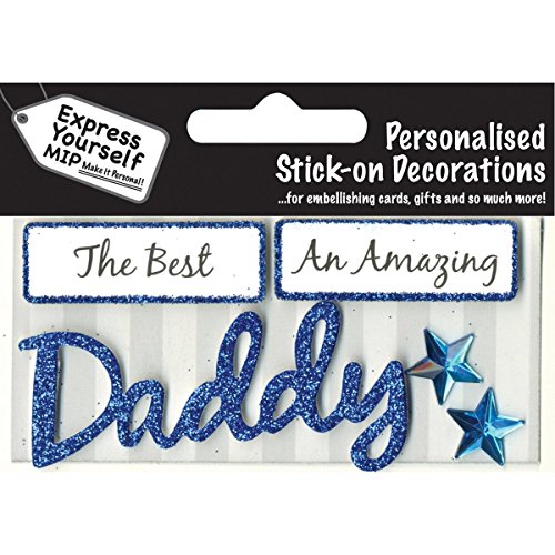 Express Yourself MIPself-Adhesive Blue Daddy Topper, Ideal for Card Making, Gift Wrapping & Papercrafts