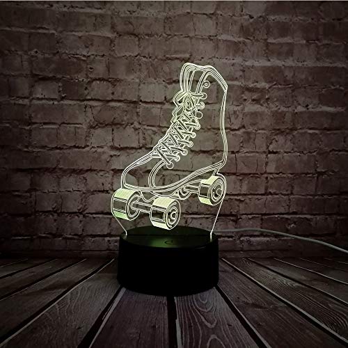 Preisvergleich Produktbild YSFU 3D Nachtlicht 3D Led Lampe Sport Rollschuhe Schuhe Multicolor Dimmen Nachtlicht USB Touch Kinder Tisch Baby Schlafen