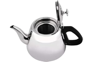 Wifehelper 1.5L / 2L Théière en Acier Inoxydable Poêle Théière Cafetière Théière Bouilloire avec Filtre À Thé Accessoires Famille Fête(2L avec Filtre)
