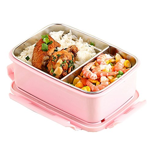 Preisvergleich Produktbild JIAYIBAO Lunch Box Metall Multifunktions Rosa Isolierte Lunchbox Doppelschicht