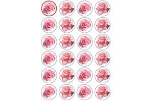 Lot de 24 décorations comestibles en papier gaufrette pour gâteaux Motif roses Rose