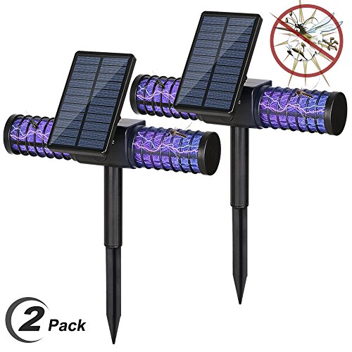 Solarleuchte Bug Zapper, Homecube 4 LED UV Outdoor Licht Insect Killer Zapper / Mosquito Killer / Fly Zapper kabellose Sicherheit Lampe mit USB-Ladeanschluss für Garten, Terrasse, Rasen, Home, kommerzielle Camping(2 packs)