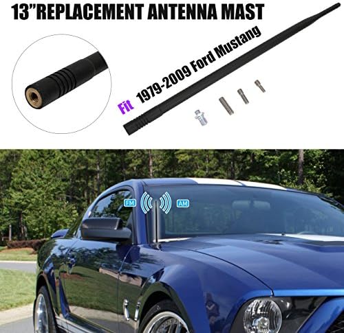Sengear 13" Car Aerial Antenna AM FM Radio Signal Reception Mast Black Replacement For 1979-2009 Mustang