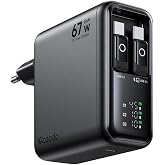 Mcdodo CH-8640 FreeGo Pro 67W GaN USB-C Şarj Adapt&ouml;r&uuml;, Akıllı LED G&uuml;&ccedil; Ekranı, 2 x 80 cm Geri &Ccedil;ekilebilir Ledli USB-C Kablo ve
