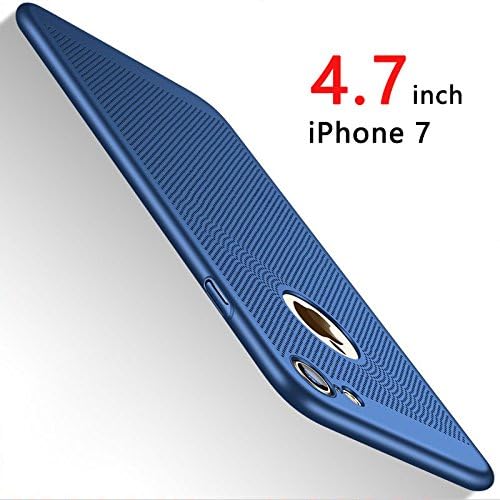 iPhone 7 Case Ultra Thin-Hard PC HZRICH With [Tempered Glass Screen Protector]Anti-Scratch LightweightSimpl Fully Protective for iPhone 7 Slim Cover-4.7inch-Blue