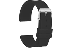 ULLCHRO Silikonowy pasek do zegarka, zapasowy gumowy pasek do zegarka, wodoodporny, gładki, elastyczny, męski i damski - 16 mm, 18 mm, 20 mm, 22 mm, 24 mm, 26 mm, 28 mm, bransoletka do zegarka ze srebrną klamrą