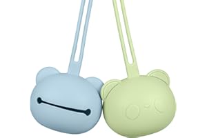 Airfish Silikon Schnullerbox 2 Pack, BPA-freie Babybären-Schnullertasche, Silikon hülle für Baby-Reiseschnuller, Schnulleraufbewahrung Box Schnullerhalter für Mädchen Junge-Blau und Grün