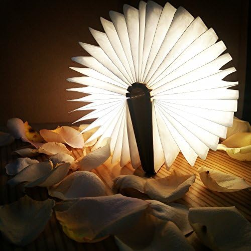 Foldable Lamp USB MeiTeAi Folding Book Light Book-Shaped Nightlight Desk Table LED Mini Creative Decor Gift for Christmas Birthday Holiday(brown shape)