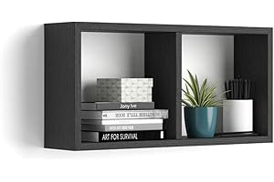 MOBILI FIVER, Estante en Forma de Cubo, Modelo First, de MDF, Color Negro Ceniza, 59 x 14,5 x 30 cm
