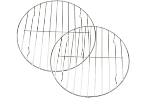 DOITOOL 2 Stück Edelstahl-Backgitter Metall rund Grillroste Kühlroste Heavy Duty Rostfrei Trockenroste für Bräter BBQ Ofen fest 22 cm