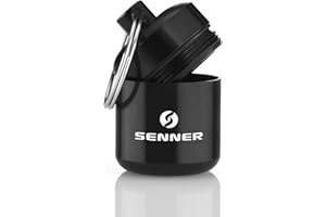 Senner - Pastillero con llavero, estable, impermeable, ideal para almacenamiento, recipiente de aluminio (negro)