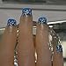 Bling Art False Nails French Manicure Blue Flower Tips 24 Full Cover Medium UK