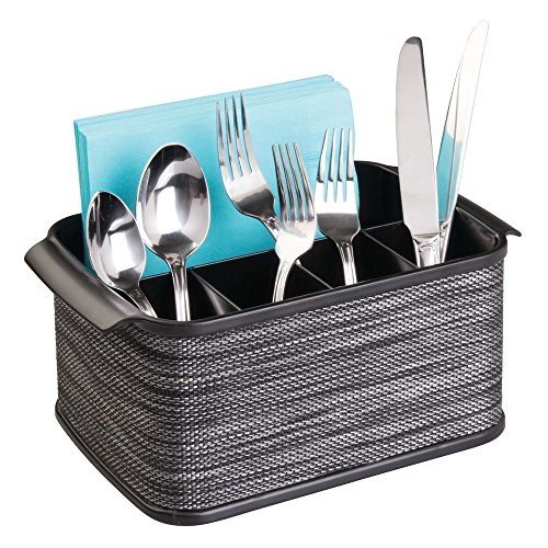 InterDesign 34987EU Twillo Besteck Caddy für die Küche Arbeitsplatte Esstisch, Plastik, smoke / schwarz, 25,4 x 16,51 x 11,43 cm - 2