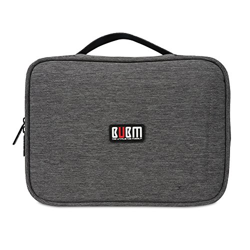 BUBM Mehrfachfunktion Kabelorganiser Tasche Reisetasche mit Doppelschichten für Elektronische Zubehöre wie Netzteil, Maus und USB Stricks(Groß, Denim Grau) - 8