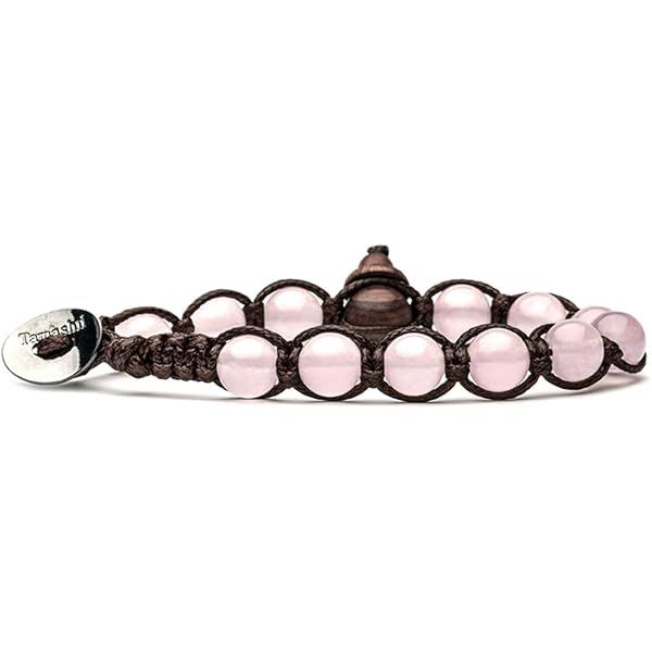Tamashii Bracciale Unisex In Pietra Naturale Giada Rosa 6mm Con Cordoncino, Portafortuna Tibetano Originale