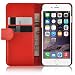 Produktbild JAMMYLIZARD Lederhülle für iPhone 6 / 6s | Ledertasche [ Wallet Tasche Series ] Leder Book Case Hülle Flip Cover Schutzhülle mit Kartenfach, Rot