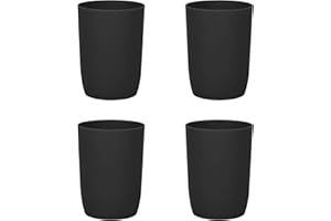 Topsky Lot de 4 gobelets plastique, gobelet a dent, lavables lave-vaisselle pour, tasse à eau réutilisable pour voyage, camping (Noir, 280 ml)