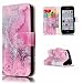 Produktbild Lonchee Schutzhülle / Cover / Handyhülle / Ledertasche / Brieftasche Etui für Apple iPhone 5C Marmormuster Gemalte Muster Design Folio PU Leder Tasche Case Hülle im BookStyle mit PU Leder Hülle Wallet Case – Rosa Meerwasser