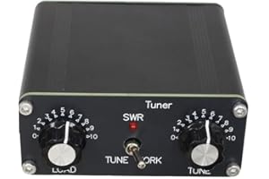 Getdoublerich Tuner d'antenne manuel Z-Match pour radio HAM 3-28 MHz, accordeur compact QRP 5 W avec connecteur BNC et câbles UHF, compatibilité de ligne d'échelle de 40 à 10 m