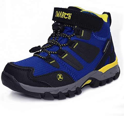 SMARCH Mid Kids Hiking Trekking Boots Boys Girls Lace Up Velcro Walking Boots Shoes Waterproof Anti Slip Climbing Boots Unisex Kids Size EU 28-35 (11 Child UK/18.13 cm, Royal Blue)