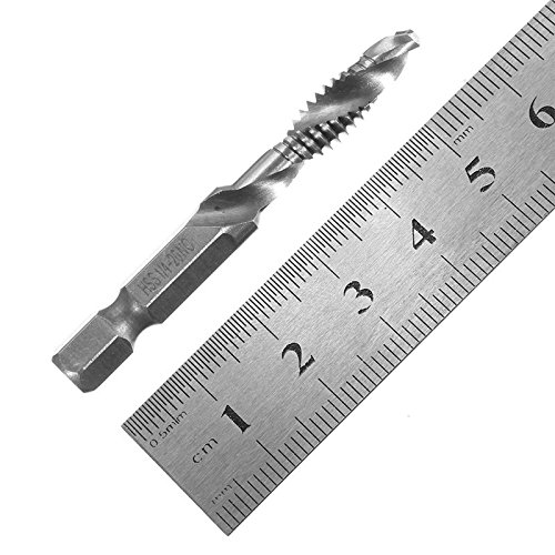 Fortag 6 tlg 1/4″ HSS Sechskanntschaft Kombigewindebohrer Bitsatz Kombigewindebohrersatz Kombi-Gewindebohrer Kombi Gewindebohrer Handgewindebohrer Maschinengewindebohrer Senker Werkzeuge Bohrer-Bit Set - 6