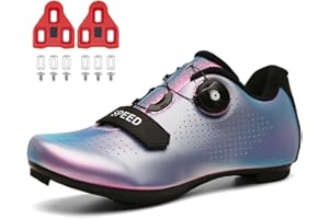 YOUNGTIE Cycling Shoes for Mens Womens Indoor Peloton Road Bike Shoes Included Cleats Clip Compatable Look Delta and SPD Lock Pedal