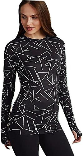 Ladies Famous Make Merino Wool Mix Thermal Tops. Black Mix, Hot Pink, Indigo, Black Multi Print. Sizes 6 To 22 (12, Black Print)