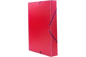 Raylu Paper – Carpeta de Proyectos Mate de tamaño A4 con lomo de 5 cm, carpeta de cartón resistente y cierre con gomas para proyectos escolares u oficina, Archivador tamaño 34 x 24 cm (Rojo)