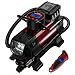 Produktbild OMorc Air Kompressor, 12V DC Tragbare Reifen Inflator, Multifunktions Metall Luft Inflatable Pump mit 1 Digital Reifen Manometer, 3 Extra Adapter, 1 Fahrzeug Feuerzeug Sicherung und 1 Leinwand Tasche für Autos, Fahrräder, Motorräder, Sportbälle und andere Schlauchboote