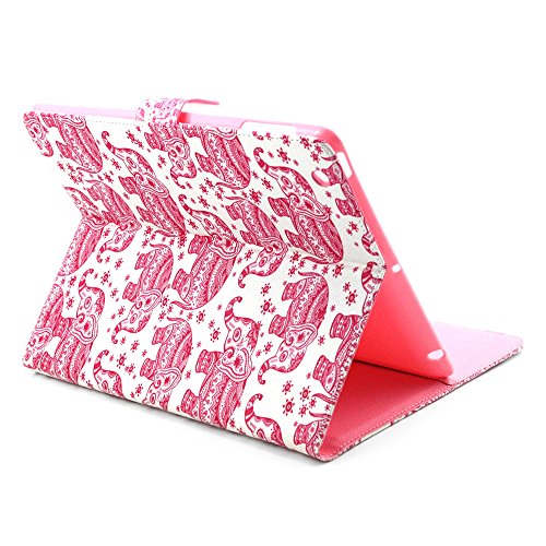 iPad 2 iPad 3 iPad 4 Hülle, Deenor Red Elephant Pattern PU Leder Abdeckung Stand Flip Schutzhülle Hülle für Apple iPad 2 iPad 3 iPad 4. (Red Elephant) - 4