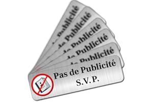 EGERO Lot de 12 Autocollants Pas de Publicité Effet Aluminium Brossé, Design Elégant, Résistant à la Pluie et aux UV, Haute Qualité d'Impression, 8,5x2,5cm, Compatible tous Types de Boîtes aux Lettres