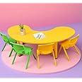 eHomeKart Moon Table - Front Round Table for Kids - Perfect for Home - (53 x 20 x 20 inches) - Colour May Vary - Chairs NOT Included (Yellow)