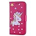 Produktbild Samsung Galaxy A3 2016 Hülle, Chreey Niedlich [Regenbogen Einhorn] Glitzer Handyhülle Premium PU Leder Tasche Flip Wallet Cover mit Standfunktion Kartenfach Schutzhülle [Rose Rot]