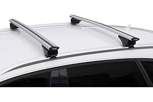 Twinny Load 2166 Set Barra Portapacchi Universale Alluminio Fly Bar 124 cm per Auto con Barre longitudinali Aperte e Chiuse, Argento