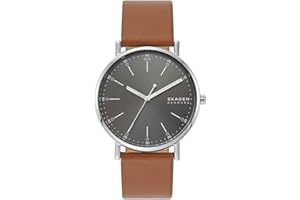 SKAGEN Signatur Watch for Men, Quartz Three Hand Movement with Leather Strap