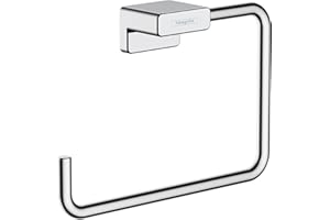 hansgrohe AddStoris - Anello portasciugamani, portasciugamani bagno per montaggio a parete, fissaggio nascosto, accessori bagno, cromo, 41754000
