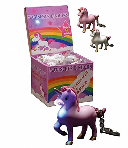 Iden unicornio LLAVERO CON LUZ LED y sonido 7cm en Blanco O ROSA