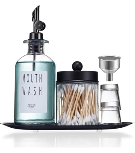 Mikikit 2 Stuks Mondwater Dispenser voor Badkamer Kleine Glazen met
