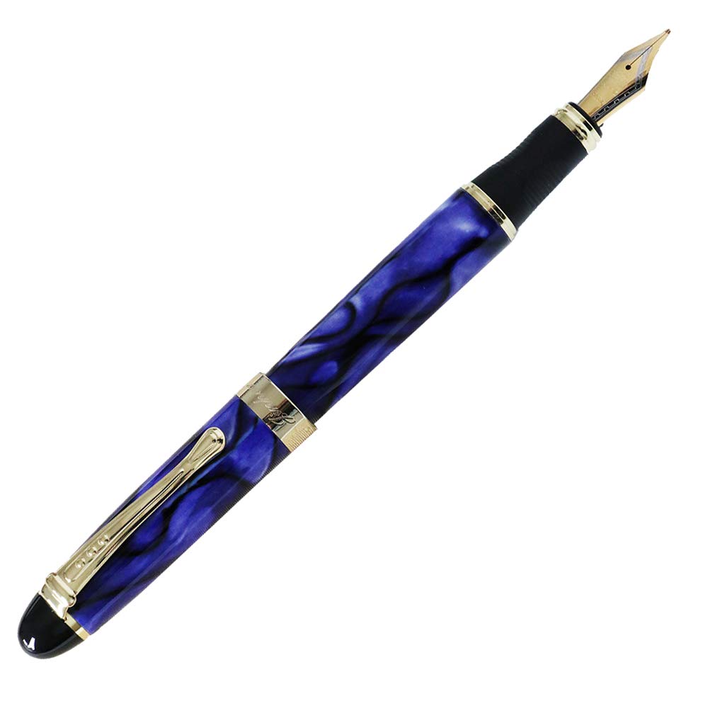 JinHao X450 Fountain Pen Medium Nib 18KGP, Marble Royal Blue Pattern