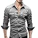 Produktbild ITISME TOPS Herrenhemden Retro Jeanshemd Cowboy Bluse Schlank Thin Long TopsHerren T-Shirt Kurzarm Shirt mit Streifen und Rundhalsausschnitt(Grau,0)