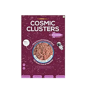 thenibblebox Strawberry Cosmic Clusters (Amaranth Rajgira Breakfast Cereal for Kids), 300g box [72% seeds-vegetables-dried fruit by weight, gluten free, vegan friendly, nut free, no refined sugar, no preservatives, no additives, no artificial colours or flavours]