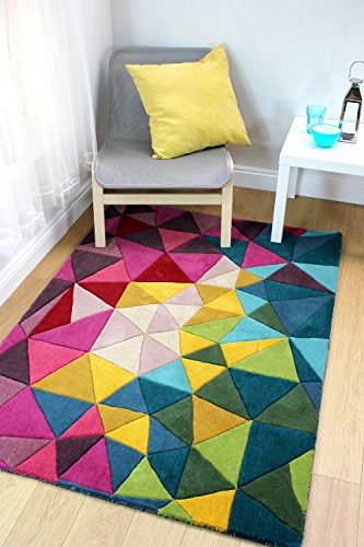 Flair Rugs Montego Falmouth de lana pura alfombra tallada, Multi, 120 x 170 cm