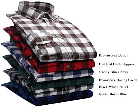 Long Sleeve Shirt Janeo British Apparel, Mens Lumberjack Plaid Buffalo Check, Light Brushed Cotton Mix, Brawny Tartan Style. Button Down Collar &amp; Pocket Cowboy Rodeo Look. Smart Weekender or Causal.