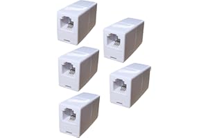 AERZETIX - C52710 - Juego de 5 cajas/enchufes/conectores/acopladores RJ11 6P4C hembra a hembra - prolongador para cable telefónico