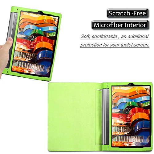 Lenovo Yoga Tab 3 Plus/ Lenovo Yoga Tablet 3 10 Pro Hülle Case, Infiland Slim Fit Folio PU-lederne dünne Kunstleder Schutzhülle Cover Tasche für Lenovo Yoga Tab 3 Plus 25,65cm (10,1 Zoll IPS) Convertible Media Tablet/Lenovo YOGA Tablet 3 10 Pro 25,6 cm (10,1 Zoll QHD IPS) Tablet (Not für Lenovo Yoga Tab 3 10) (Grün) - 5