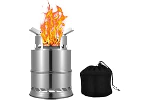 KUWUNG Table Top Fire Pit, Portable Stainless Steel Camping Fire Pit, Small Camping Stove for Camping, Outdoor, Patio - Wood Burning/PelletFueled