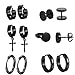 Produktbild hopewey 6 Paare Männer Ohrringe Schwarz Ohrschmuck Ohrclips Creolen Ohrhänger Tunnel Edelstahl Ohrstecker für Herren Damen Piercing Ohrringe Stud Ear Piercing Punk Style E2