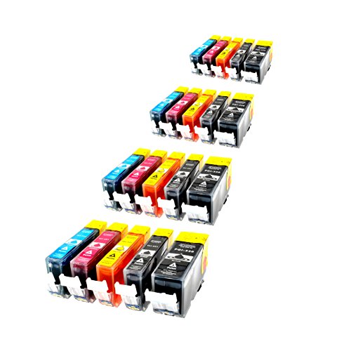 20er Set Druckerpatronen incl. Chips für Canon PIXMA 20ml & farbig 10ml, kompatibel zu PGI-520bk / CLI-521bk / CLI-521c / CLI-521m / CLI-521y