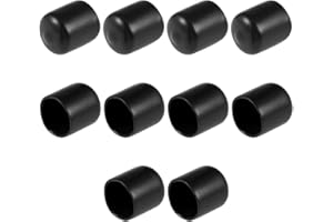 sourcing map 10pcs Rubber End Caps 15mm ID Round End Cap Cover Screw Thread Protectors Black